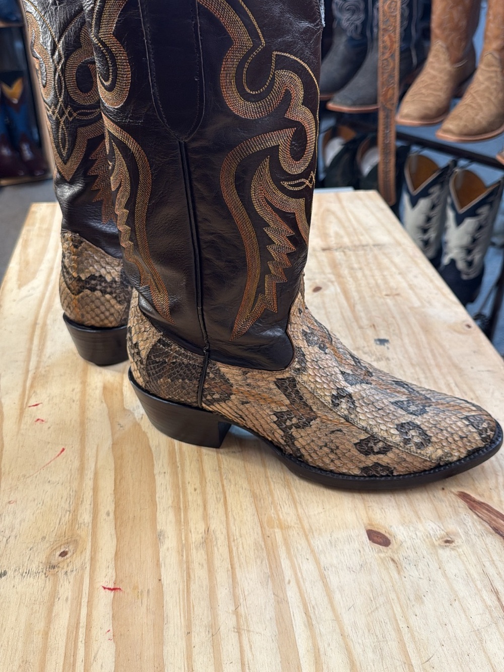 Men’s Brown Snakeskin Western Boots - Classic Cowboy Style